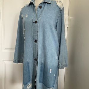 Women’s XS ZARA ZW Levita Long Denim Jacket Coat